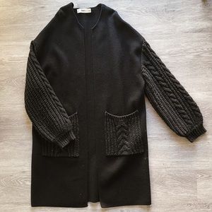 Zara Knit Sweater Cardigan Coat Black S